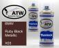 Preview: BMW, Ruby Black Metallic, X03: 400ml Sprühdose + 400ml Klarlack - Set, von ATW Autoteile West.